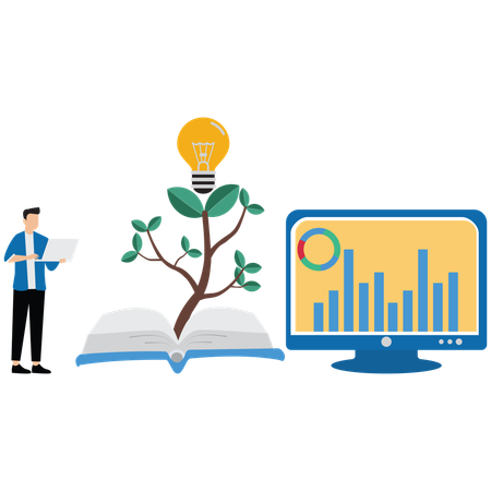 Un homme acquiert une éducation financière  Illustration