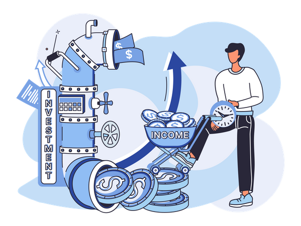 Homme générant des bénéfices grâce à son investissement  Illustration