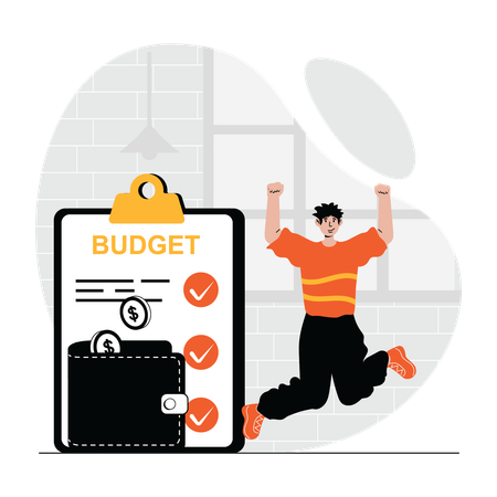 Homme gérant le budget de l'entreprise  Illustration
