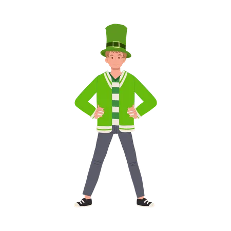 Homme habillé en vert pour la fête de la Saint-Patrick  Illustration