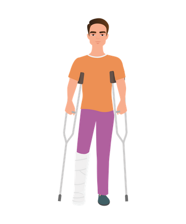 Homme handicapé avec des béquilles  Illustration