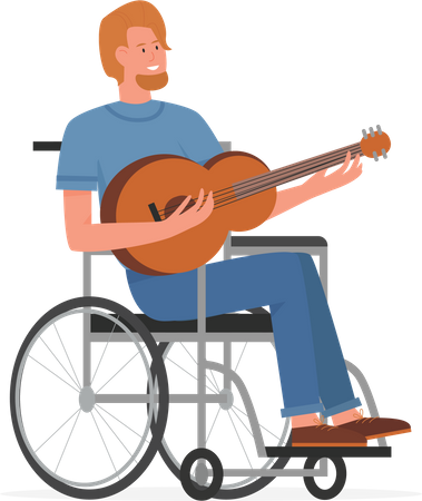 Homme handicapé, jouer de la guitare  Illustration