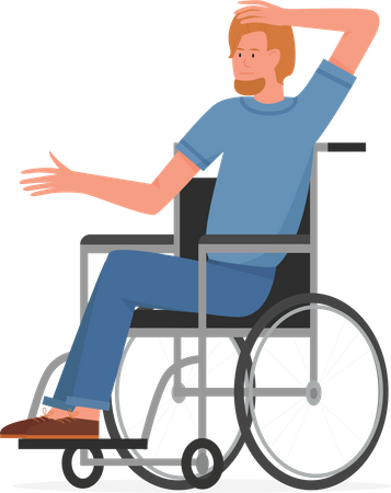 Homme handicapé pensant à quelque chose  Illustration