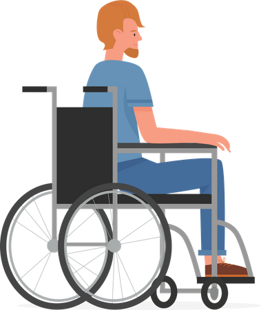 Homme handicapé utilisant un fauteuil roulant  Illustration