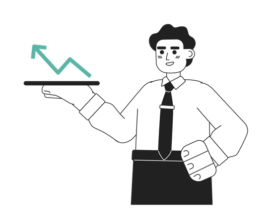 Heureux homme qui a réussi, montrant la croissance des investissements  Illustration