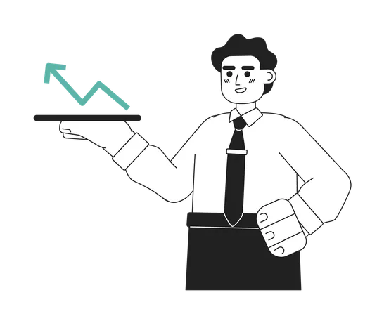 Heureux homme qui a réussi, montrant la croissance des investissements  Illustration