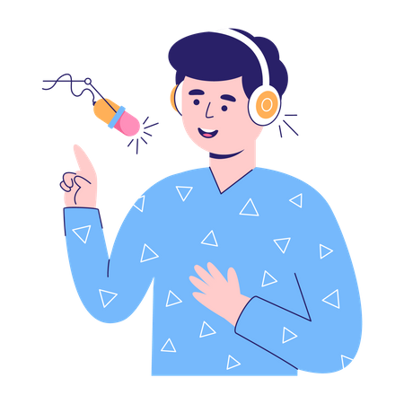 Animateur de podcast masculin  Illustration