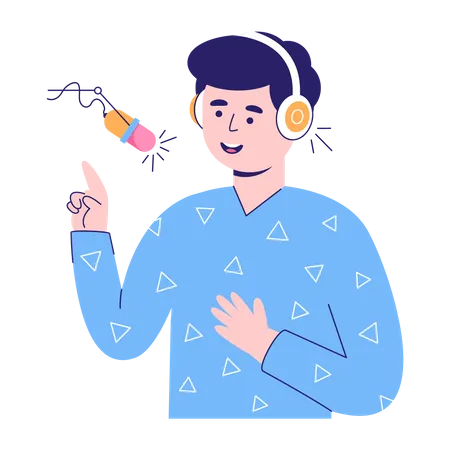 Animateur de podcast masculin  Illustration