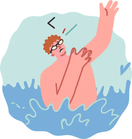 Homme submergé dans l'eau  Illustration