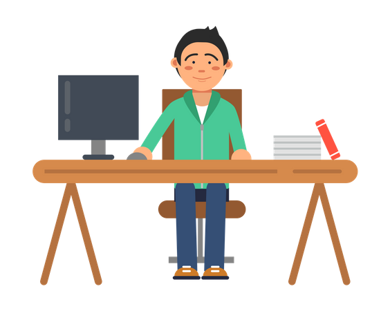 Freelance masculin travaillant au bureau  Illustration