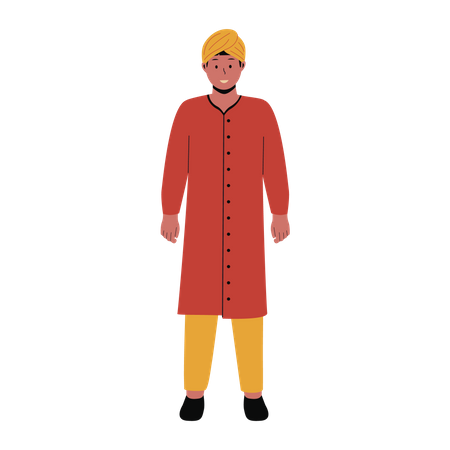 Homme indien en vêtements traditionnels  Illustration