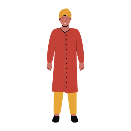 Homme indien en vêtements traditionnels  Illustration