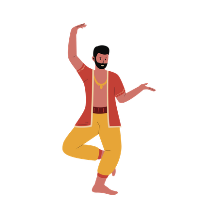 Homme indien exécutant une danse traditionnelle  Illustration