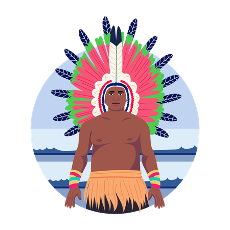 Homme autochtone en costume triple  Illustration