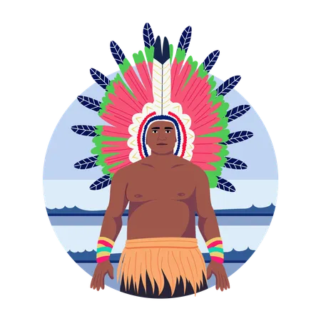 Homme autochtone en costume triple  Illustration