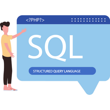 Homme installant l'application Structured Query Language  Illustration