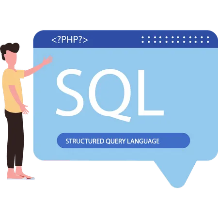 Homme installant l'application Structured Query Language  Illustration