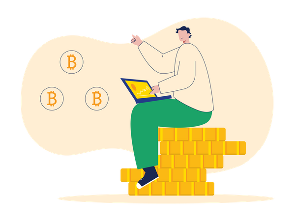 Homme investissant dans le bitcoin  Illustration
