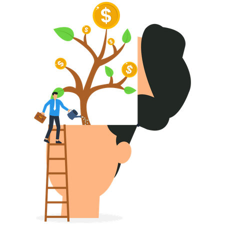 Homme investissant de l’argent dans des fonds communs de placement  Illustration