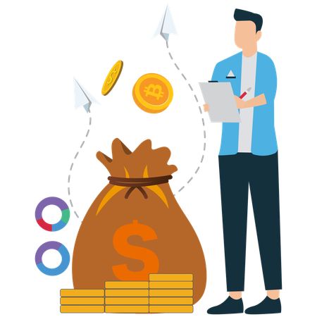 Homme investissant en bourse  Illustration