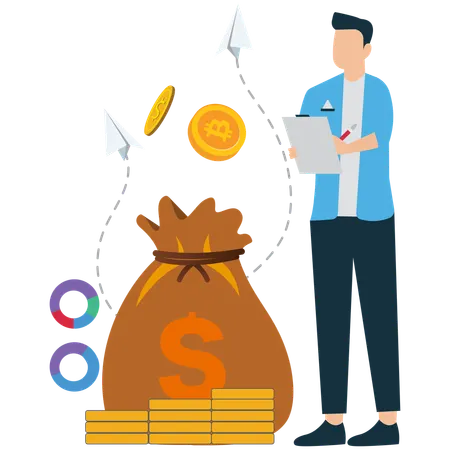 Homme investissant en bourse  Illustration