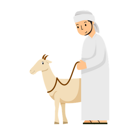 Homme islamique avec chèvre  Illustration