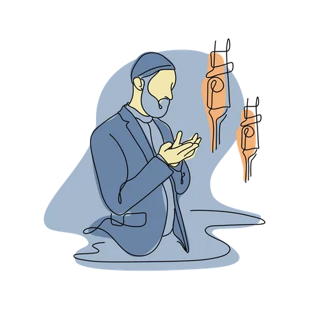 Homme islamique faisant la prière  Illustration
