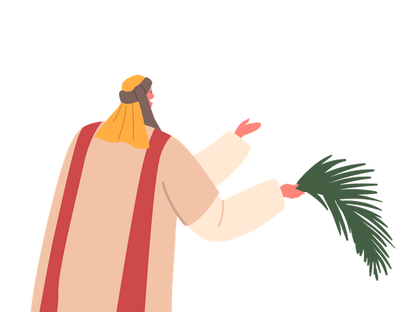 Homme israélite tenant une feuille de palmier  Illustration