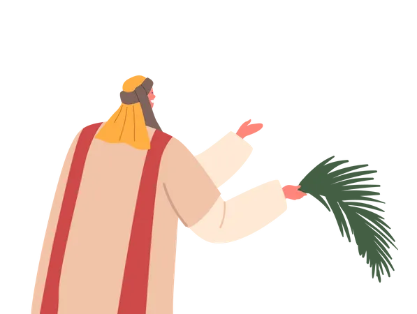 Homme israélite tenant une feuille de palmier  Illustration