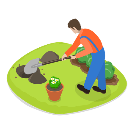 Homme jardinant  Illustration