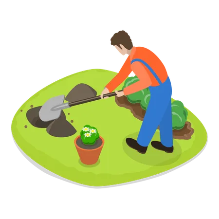 Homme jardinant  Illustration