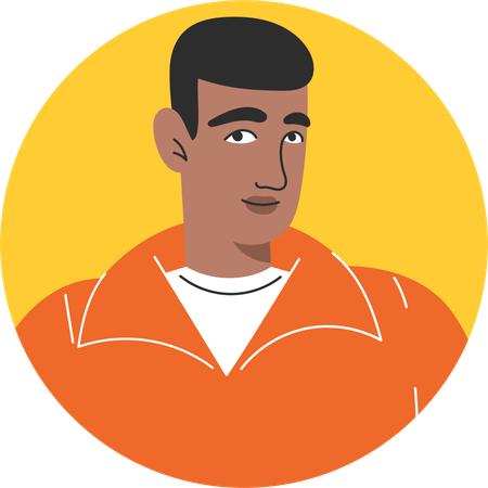 Jeune homme moderne à la peau foncée  Illustration