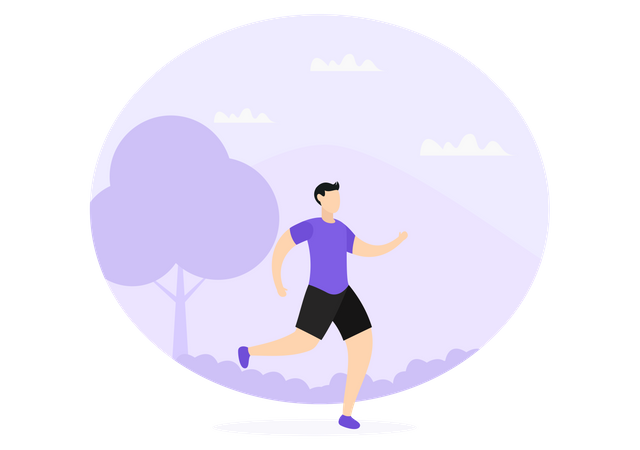 Homme faisant du jogging dans le parc  Illustration