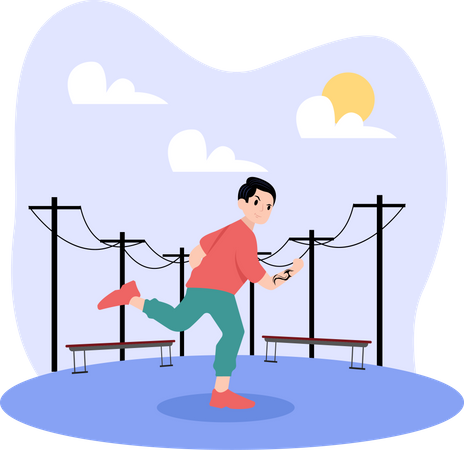 Homme, jogging, séance d'entraînement  Illustration