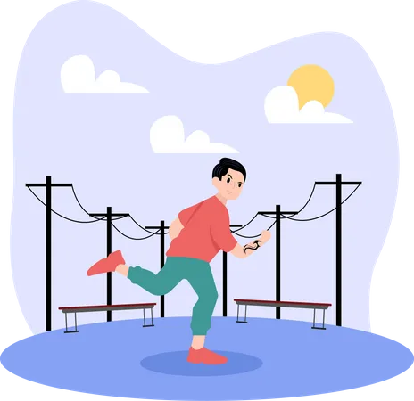 Homme, jogging, séance d'entraînement  Illustration