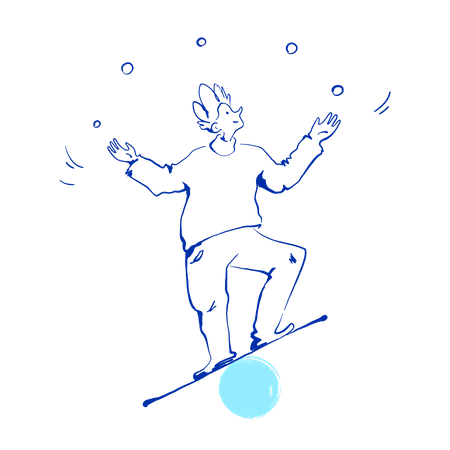 Un homme jongle avec un ballon  Illustration