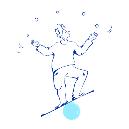 Un homme jongle avec un ballon  Illustration