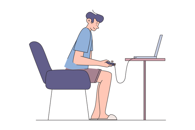 Homme jouant à des jeux informatiques  Illustration