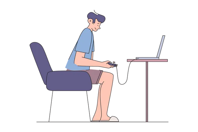 Homme jouant à des jeux informatiques  Illustration