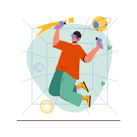 Homme jouant à un jeu vr  Illustration