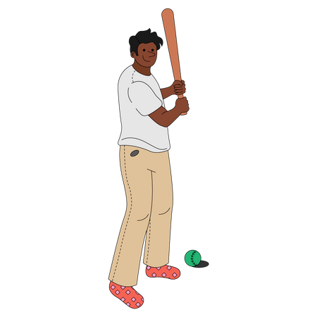 Homme jouant au baseball  Illustration
