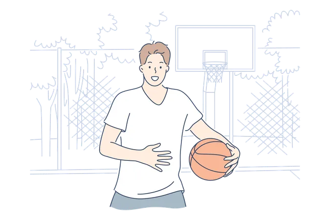 Homme jouant au basket  Illustration