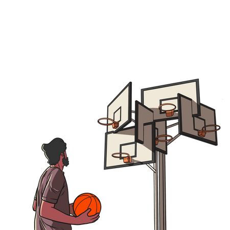 Homme jouant au basket  Illustration