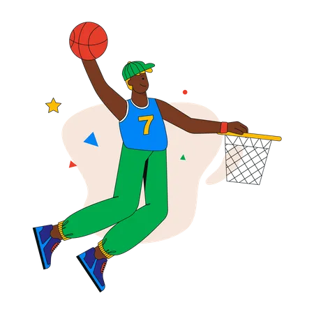 Homme jouant au basket  Illustration