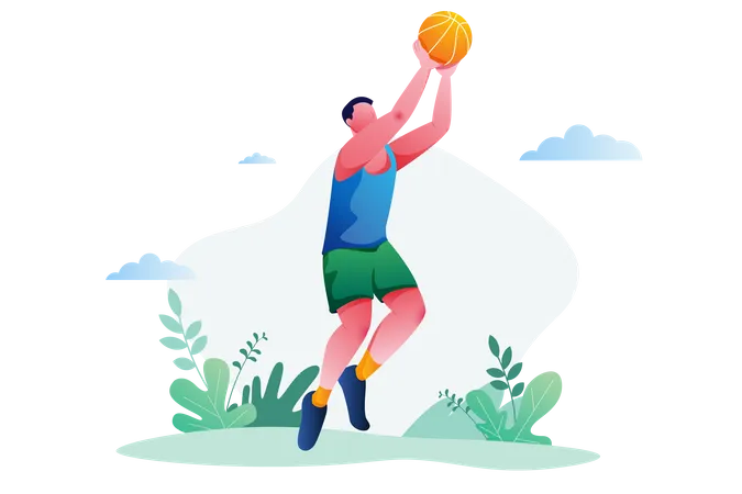 Homme jouant au basket  Illustration