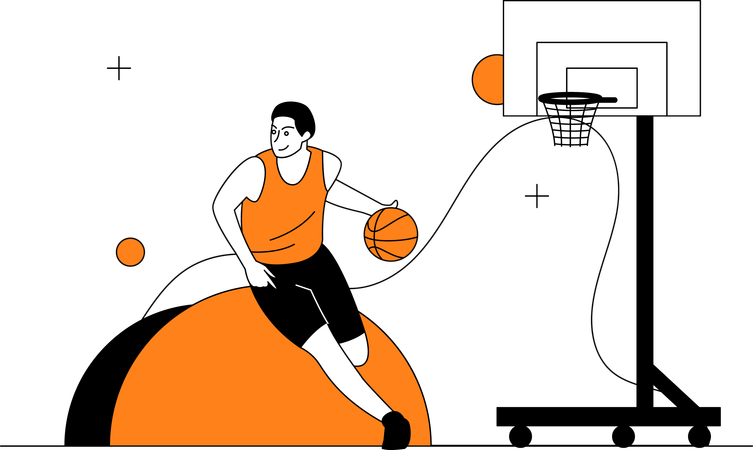 Homme jouant au basket  Illustration