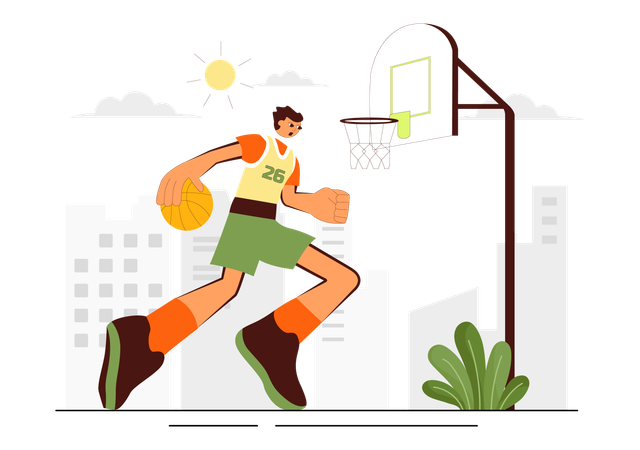 Homme jouant au basket-ball portant un uniforme de basket-ball  Illustration