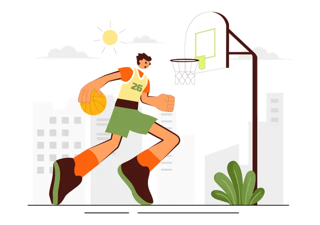 Homme jouant au basket-ball portant un uniforme de basket-ball  Illustration