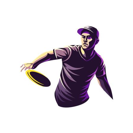 Homme jouant au disc golf  Illustration