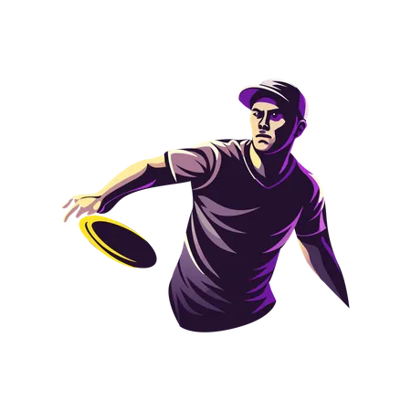 Homme jouant au disc golf  Illustration